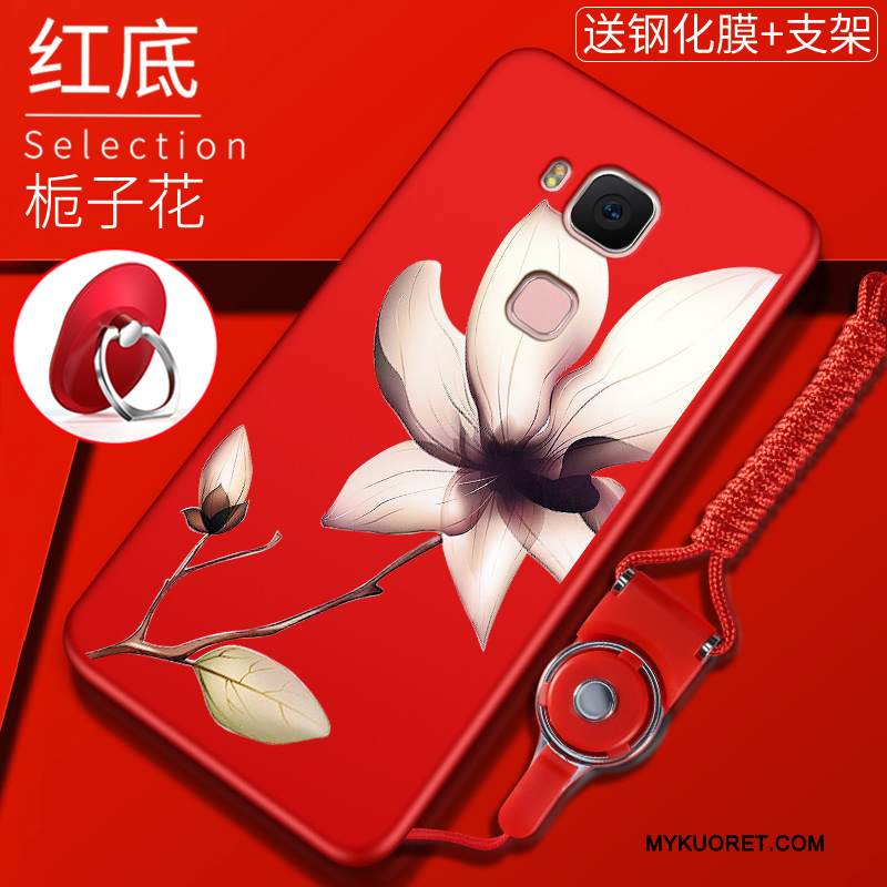 Kuori Huawei G7 Plus Pehmeä Neste Ohut Puhelimen Kuoret, Kotelo Huawei G7 Plus Laukut Pesty Suede Punainen