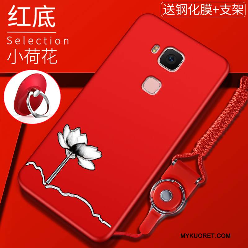 Kuori Huawei G7 Plus Pehmeä Neste Ohut Puhelimen Kuoret, Kotelo Huawei G7 Plus Laukut Pesty Suede Punainen