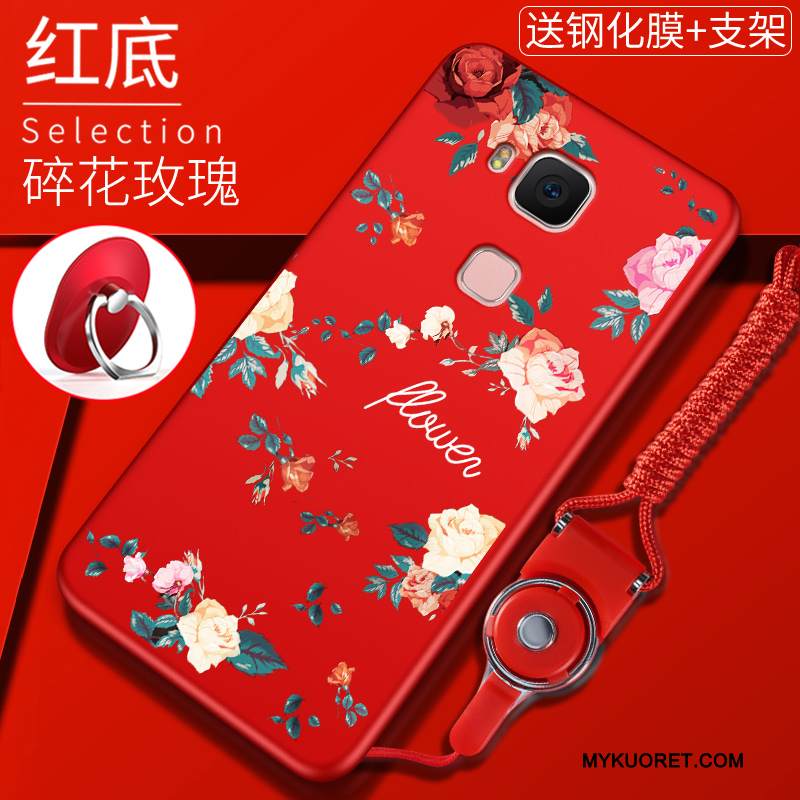 Kuori Huawei G7 Plus Pehmeä Neste Ohut Puhelimen Kuoret, Kotelo Huawei G7 Plus Laukut Pesty Suede Punainen