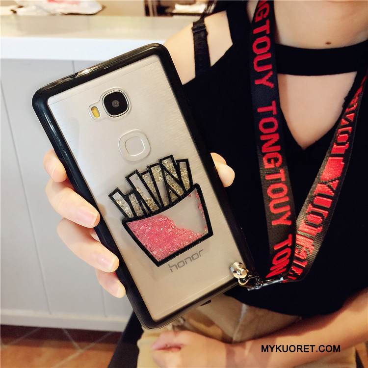 Kuori Huawei G7 Plus Silikoni Ripustettavat Koristeet Punainen, Kotelo Huawei G7 Plus Suojaus Juoksuhiekka Puhelimen Kuoret