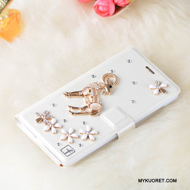 Kuori Huawei G7 Plus Strassi Valkoinen Trendi, Kotelo Huawei G7 Plus Nahka