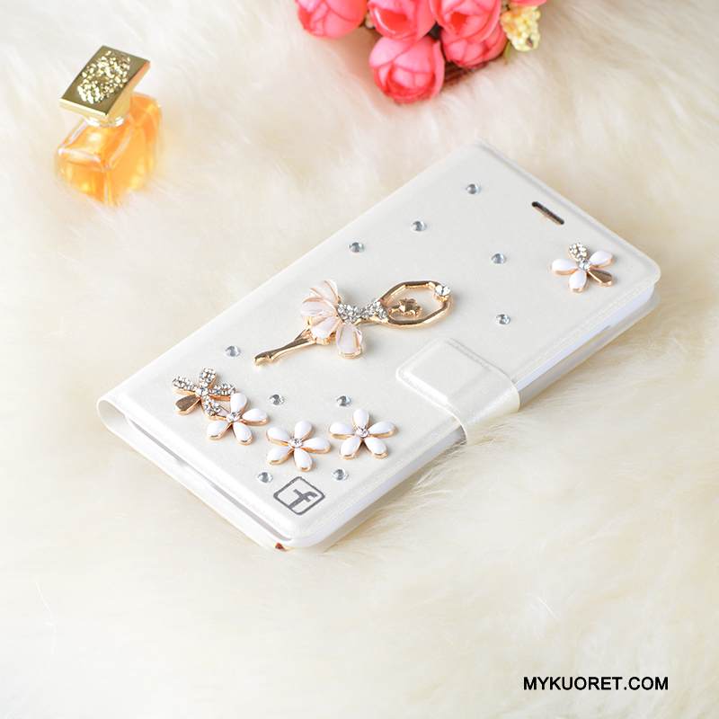 Kuori Huawei G7 Plus Strassi Valkoinen Trendi, Kotelo Huawei G7 Plus Nahka