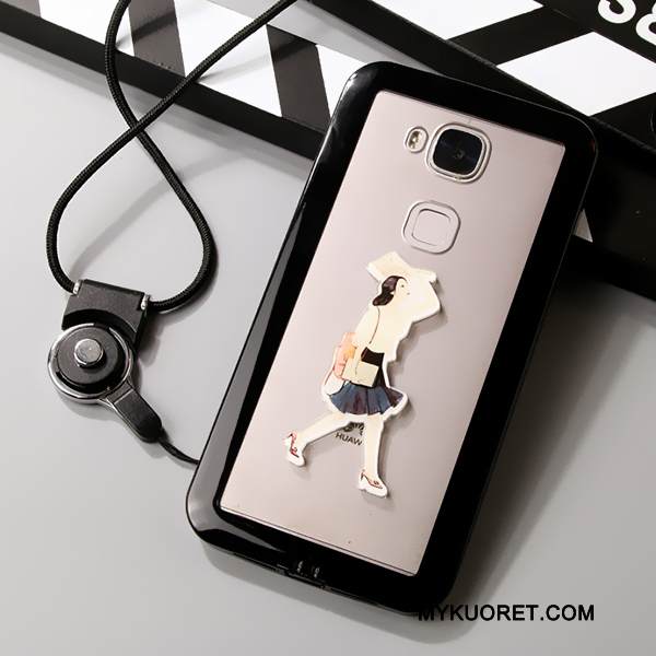 Kuori Huawei G7 Plus Suojaus Läpinäkyvä Musta, Kotelo Huawei G7 Plus Laukut Puhelimen Kuoret Ripustettavat Koristeet