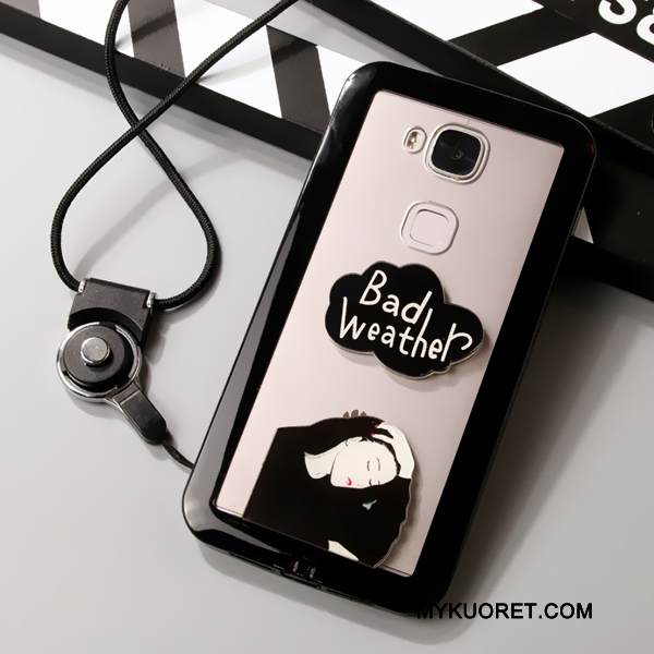 Kuori Huawei G7 Plus Suojaus Läpinäkyvä Musta, Kotelo Huawei G7 Plus Laukut Puhelimen Kuoret Ripustettavat Koristeet