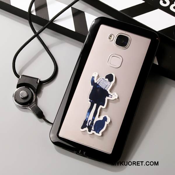 Kuori Huawei G7 Plus Suojaus Läpinäkyvä Musta, Kotelo Huawei G7 Plus Laukut Puhelimen Kuoret Ripustettavat Koristeet