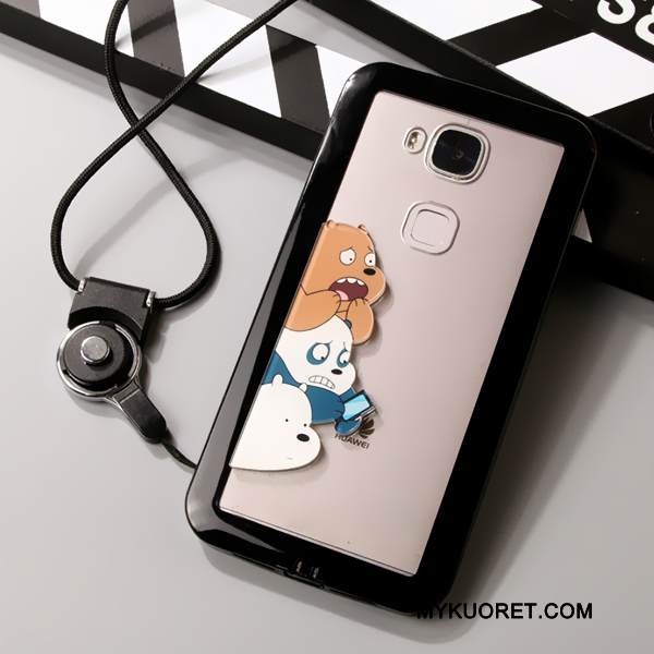 Kuori Huawei G7 Plus Suojaus Läpinäkyvä Musta, Kotelo Huawei G7 Plus Laukut Puhelimen Kuoret Ripustettavat Koristeet