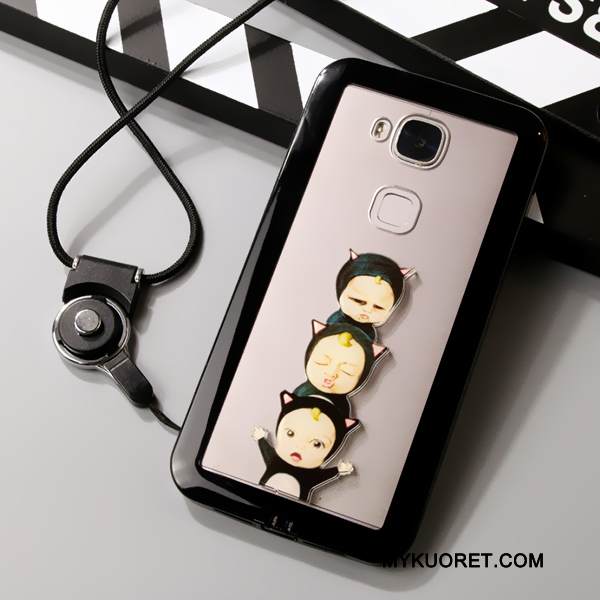 Kuori Huawei G7 Plus Suojaus Läpinäkyvä Musta, Kotelo Huawei G7 Plus Laukut Puhelimen Kuoret Ripustettavat Koristeet