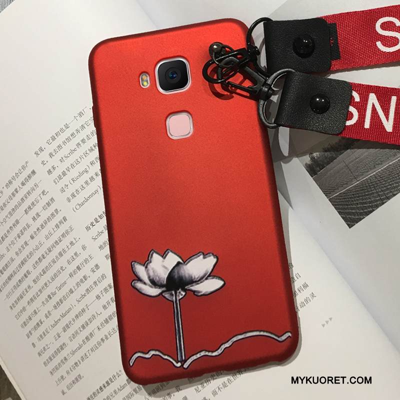Kuori Huawei G7 Plus Suojaus Pesty Suede Murtumaton, Kotelo Huawei G7 Plus Pehmeä Neste Punainen Ohut