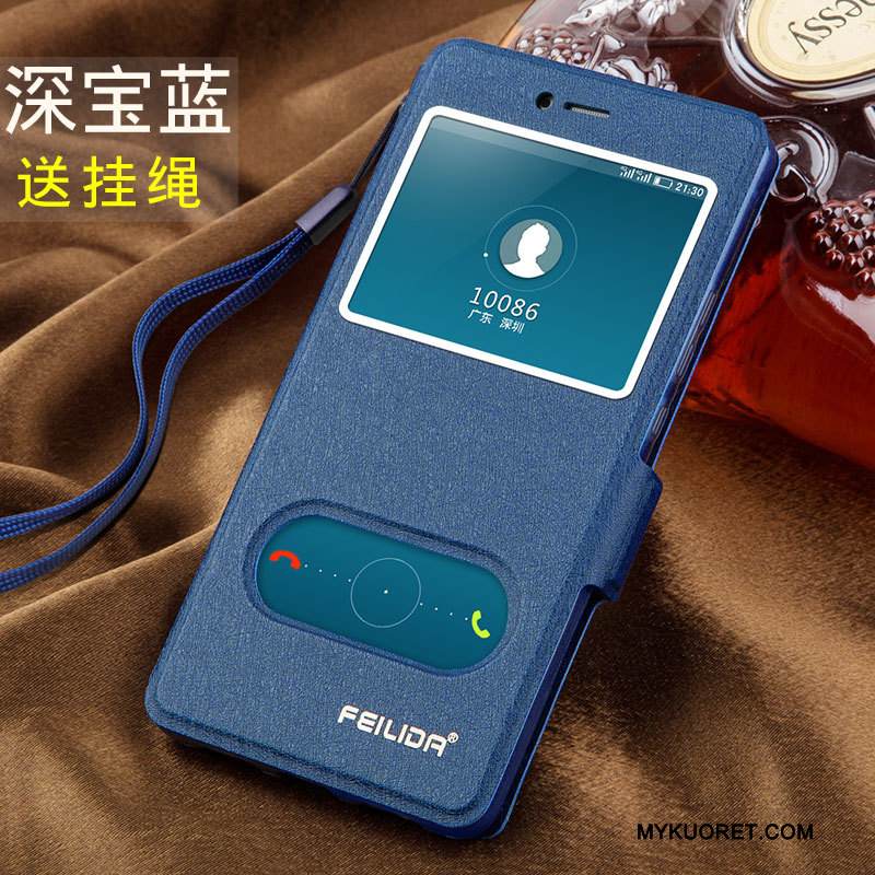 Kuori Huawei G9 Lite Nahka Puhelimen Kuoret Tummansininen, Kotelo Huawei G9 Lite Suojaus Nuoret