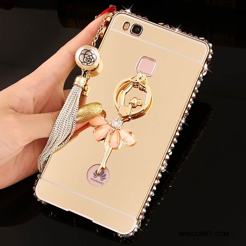 Kuori Huawei G9 Lite Rhinestone Inlay Puhelimen Kuoret Hopea, Kotelo Huawei G9 Lite Metalli Kehys Kova