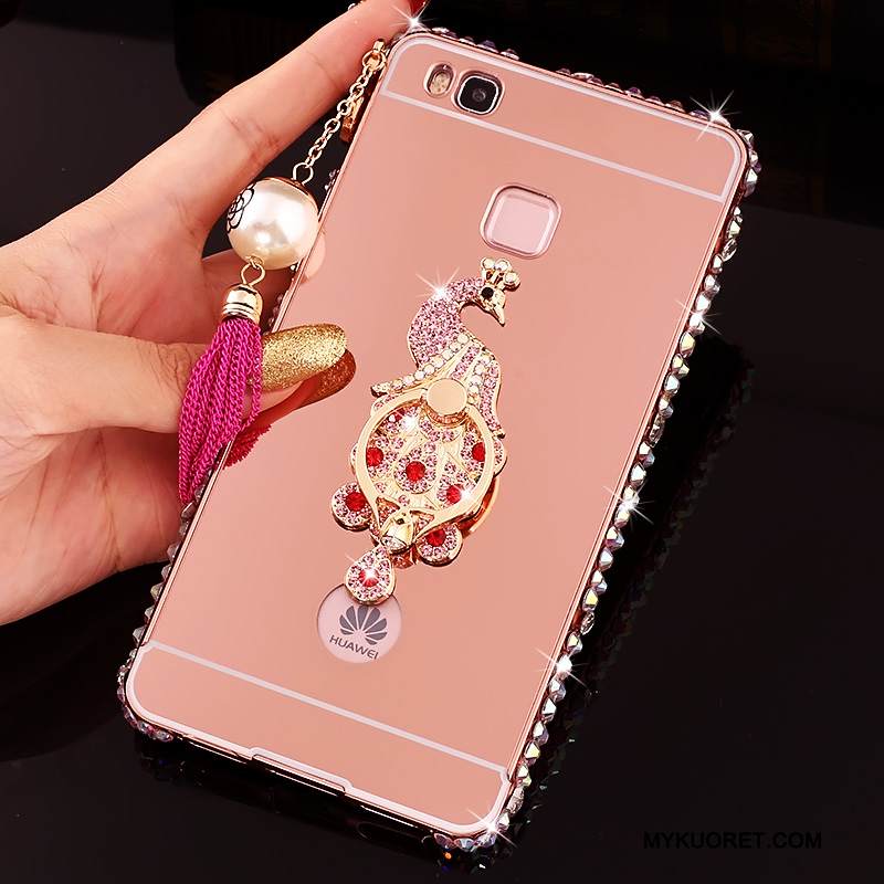 Kuori Huawei G9 Lite Rhinestone Inlay Puhelimen Kuoret Hopea, Kotelo Huawei G9 Lite Metalli Kehys Kova
