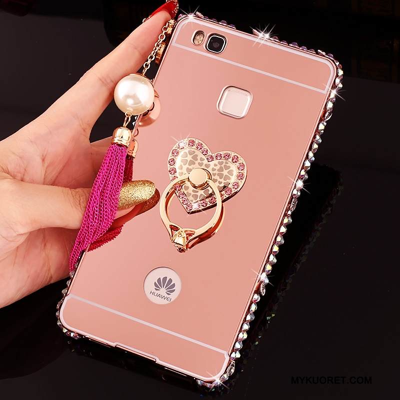 Kuori Huawei G9 Lite Rhinestone Inlay Puhelimen Kuoret Hopea, Kotelo Huawei G9 Lite Metalli Kehys Kova