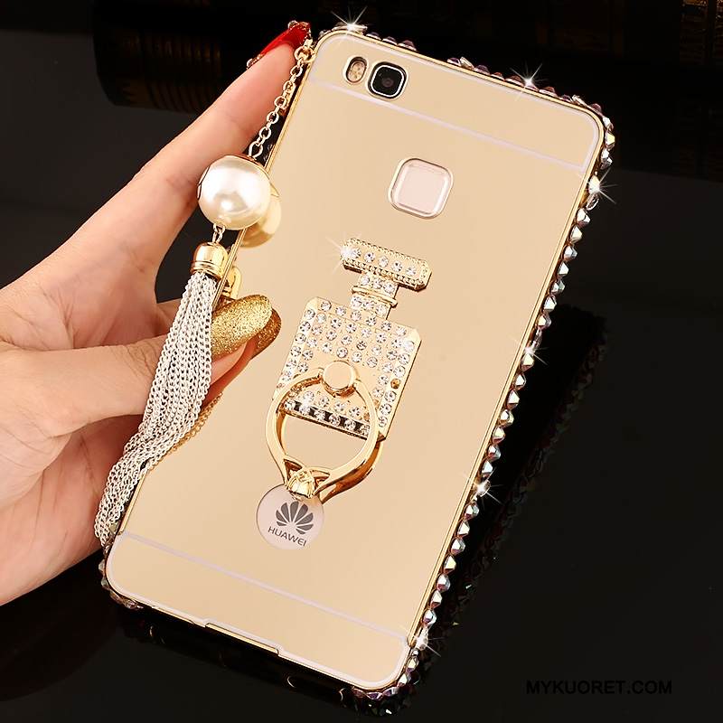Kuori Huawei G9 Lite Rhinestone Inlay Puhelimen Kuoret Hopea, Kotelo Huawei G9 Lite Metalli Kehys Kova