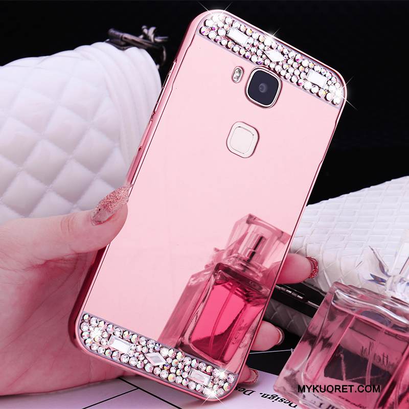 Kuori Huawei G9 Plus Metalli Pinkki Kehys, Kotelo Huawei G9 Plus Kulta