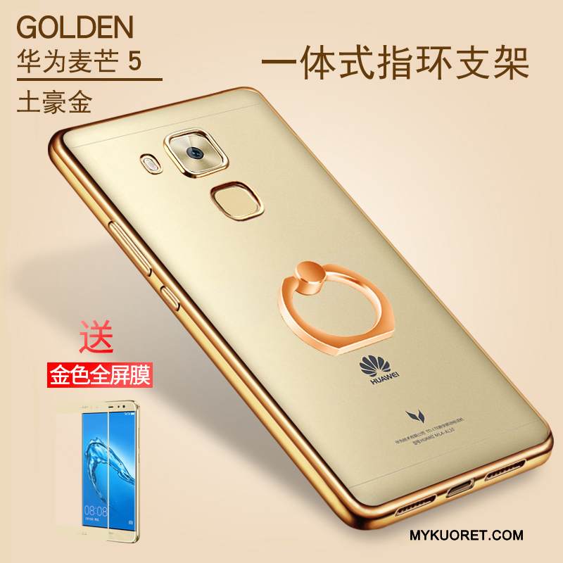Kuori Huawei G9 Plus Pehmeä Neste Uusi Kulta, Kotelo Huawei G9 Plus Suojaus Läpinäkyvä Rengas