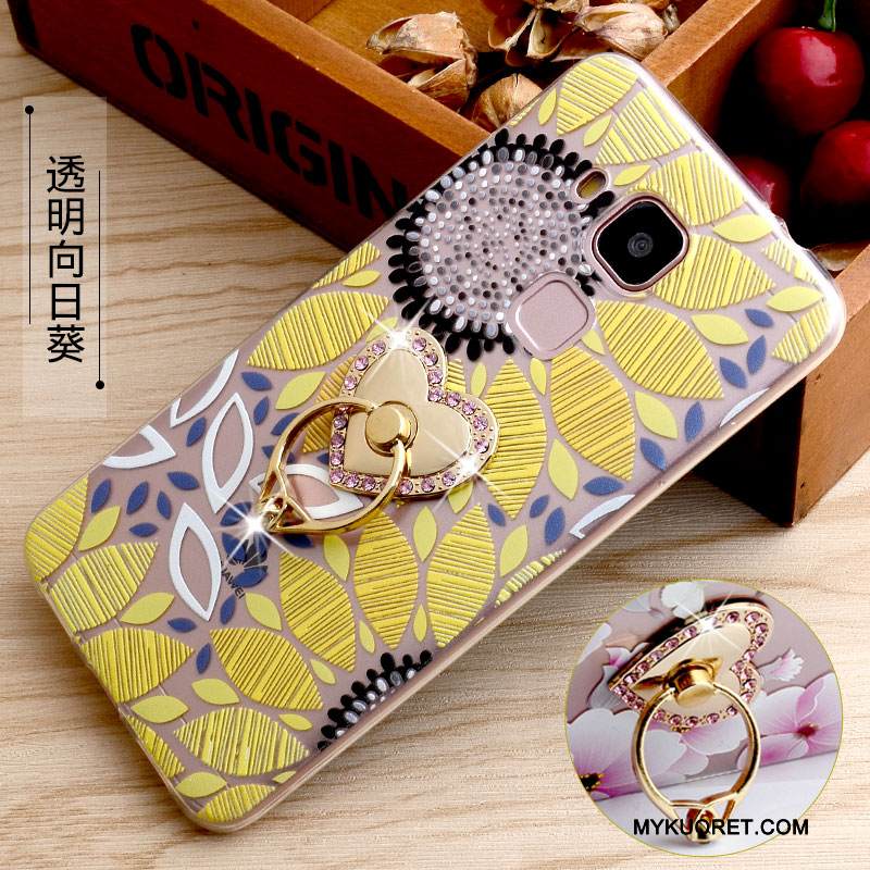 Kuori Huawei G9 Plus Silikoni Läpinäkyvä Rengas, Kotelo Huawei G9 Plus Kohokuviointi Puhelimen Kuoret Keltainen