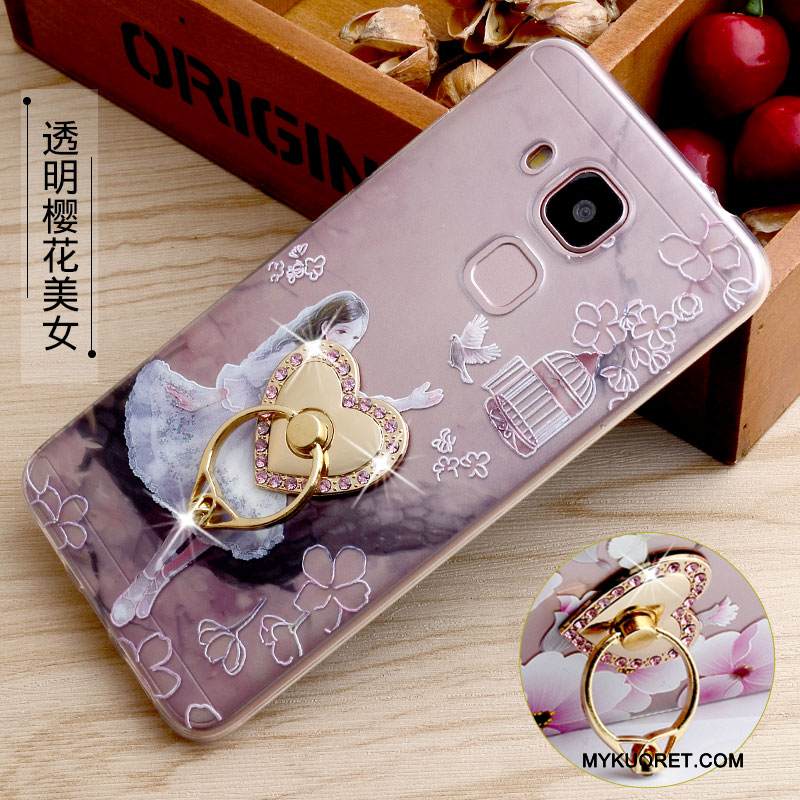 Kuori Huawei G9 Plus Silikoni Läpinäkyvä Rengas, Kotelo Huawei G9 Plus Kohokuviointi Puhelimen Kuoret Keltainen