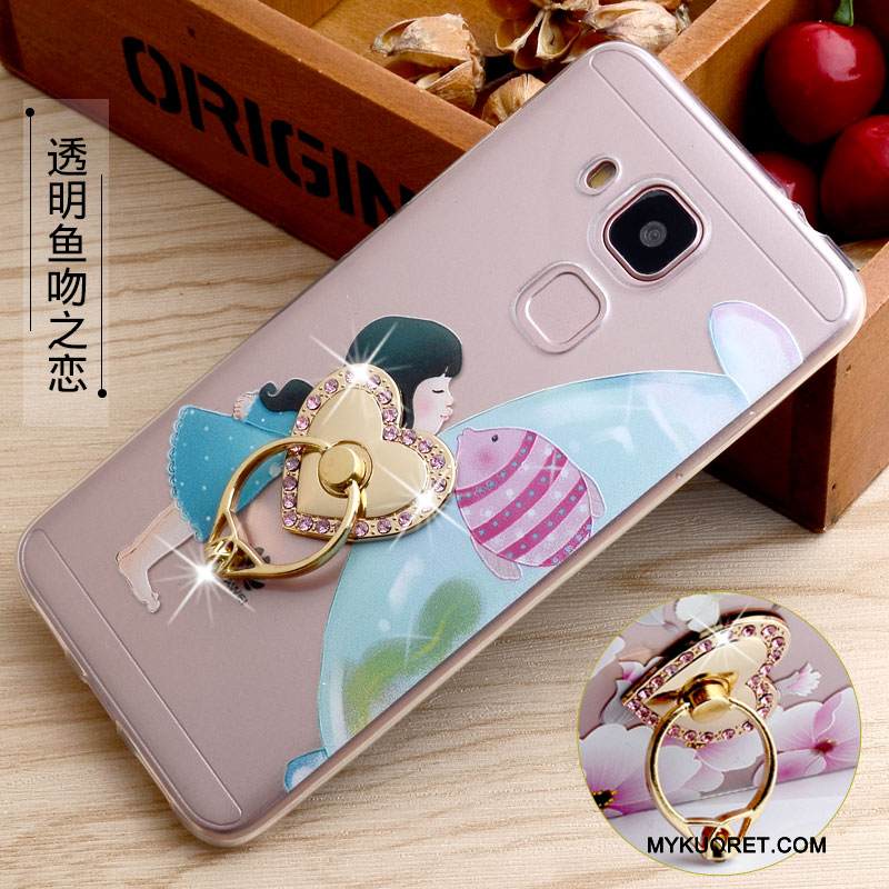 Kuori Huawei G9 Plus Silikoni Läpinäkyvä Rengas, Kotelo Huawei G9 Plus Kohokuviointi Puhelimen Kuoret Keltainen