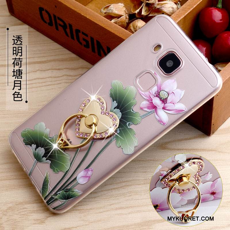 Kuori Huawei G9 Plus Silikoni Läpinäkyvä Rengas, Kotelo Huawei G9 Plus Kohokuviointi Puhelimen Kuoret Keltainen