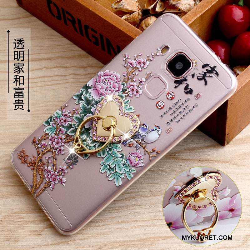 Kuori Huawei G9 Plus Silikoni Läpinäkyvä Rengas, Kotelo Huawei G9 Plus Kohokuviointi Puhelimen Kuoret Keltainen