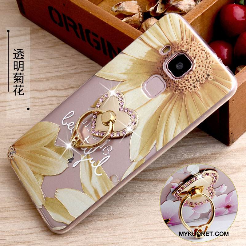 Kuori Huawei G9 Plus Silikoni Läpinäkyvä Rengas, Kotelo Huawei G9 Plus Kohokuviointi Puhelimen Kuoret Keltainen