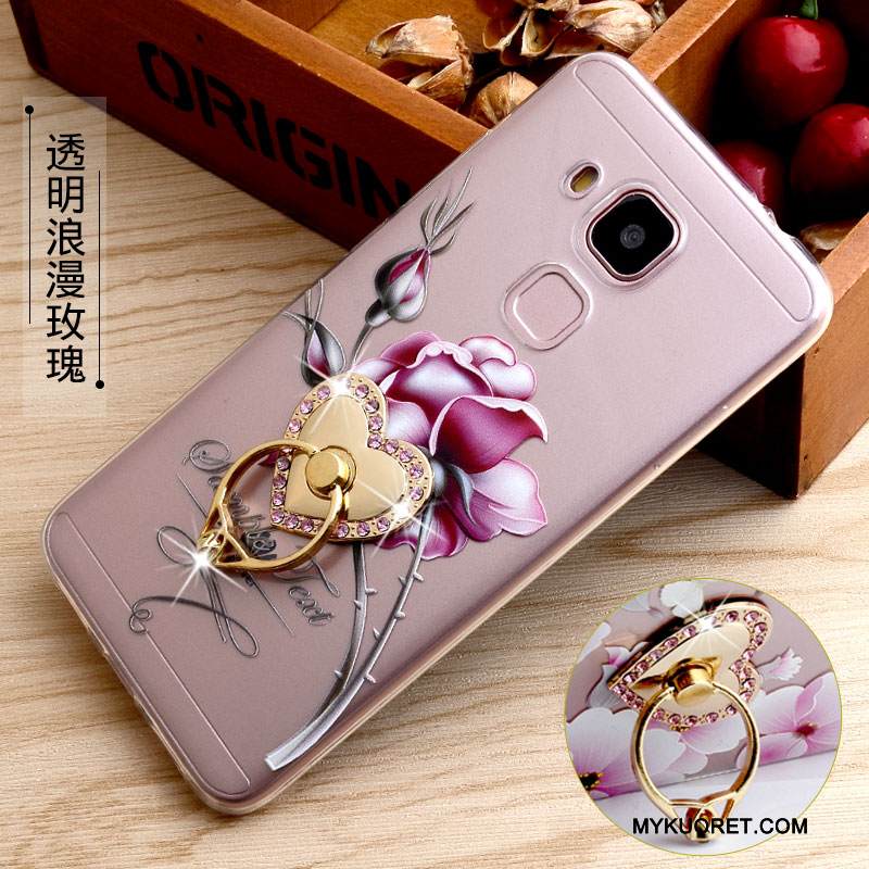 Kuori Huawei G9 Plus Silikoni Läpinäkyvä Rengas, Kotelo Huawei G9 Plus Kohokuviointi Puhelimen Kuoret Keltainen