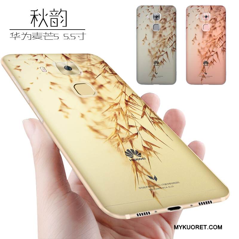 Kuori Huawei G9 Plus Silikoni Murtumaton Puhelimen Kuoret, Kotelo Huawei G9 Plus Pehmeä Neste Trendi Keltainen