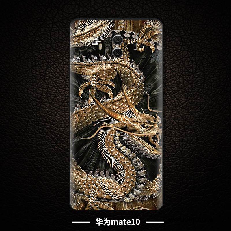 Kuori Huawei Mate 10 Kohokuviointi Puhelimen Kuoret Ulotteinen, Kotelo Huawei Mate 10 Laukut Murtumaton Musta