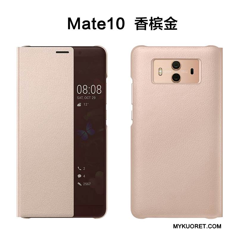 Kuori Huawei Mate 10 Kuoret Puhelimen Kuoret Kulta, Kotelo Huawei Mate 10 Nahka Murtumaton