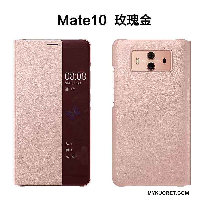 Kuori Huawei Mate 10 Kuoret Puhelimen Kuoret Kulta, Kotelo Huawei Mate 10 Nahka Murtumaton