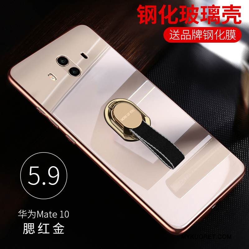 Kuori Huawei Mate 10 Laukut Lasi Punainen, Kotelo Huawei Mate 10 Suojaus Murtumaton Kova