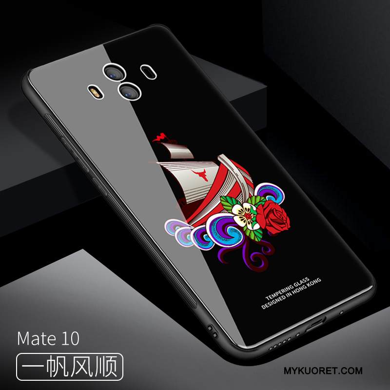 Kuori Huawei Mate 10 Laukut Murtumaton Puhelimen Kuoret, Kotelo Huawei Mate 10 Suojaus Lasi Punainen