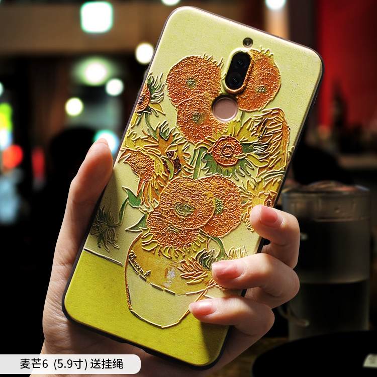 Kuori Huawei Mate 10 Lite Kohokuviointi Pesty Suede Ohut, Kotelo Huawei Mate 10 Lite Silikoni Ultra Murtumaton