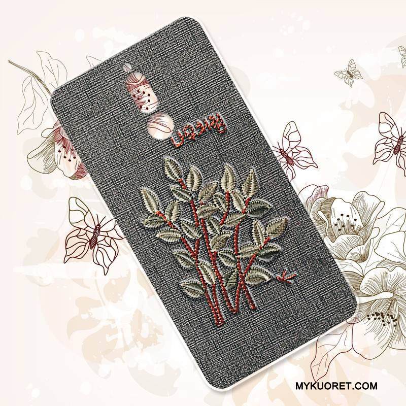 Kuori Huawei Mate 10 Lite Laukut Kirjonta Murtumaton, Kotelo Huawei Mate 10 Lite Silikoni Musta Kukka