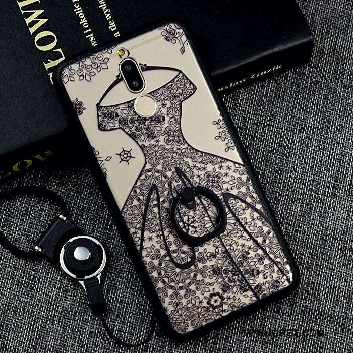 Kuori Huawei Mate 10 Lite Laukut Ripustettavat Koristeet Rengas, Kotelo Huawei Mate 10 Lite Silikoni Musta Trendi