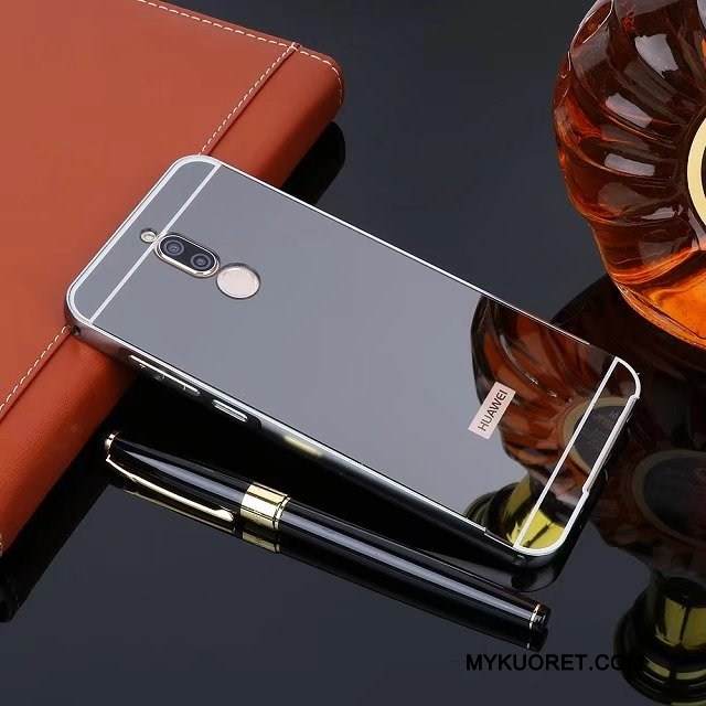 Kuori Huawei Mate 10 Lite Metalli Peili Musta, Kotelo Huawei Mate 10 Lite Suojaus Kehys Takakansi