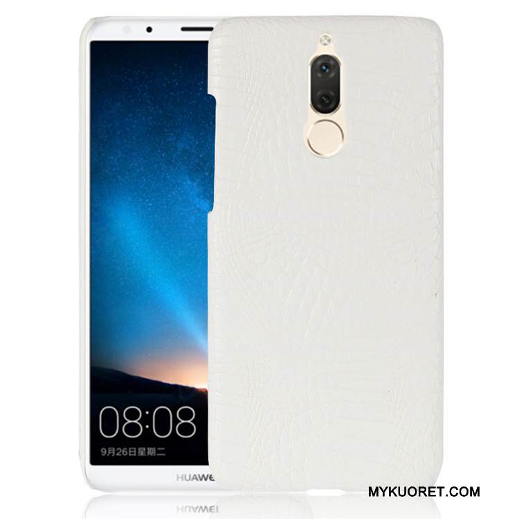 Kuori Huawei Mate 10 Lite Nahka Oranssi Kukkakuvio, Kotelo Huawei Mate 10 Lite Vuosikerta Puhelimen Kuoret Kova