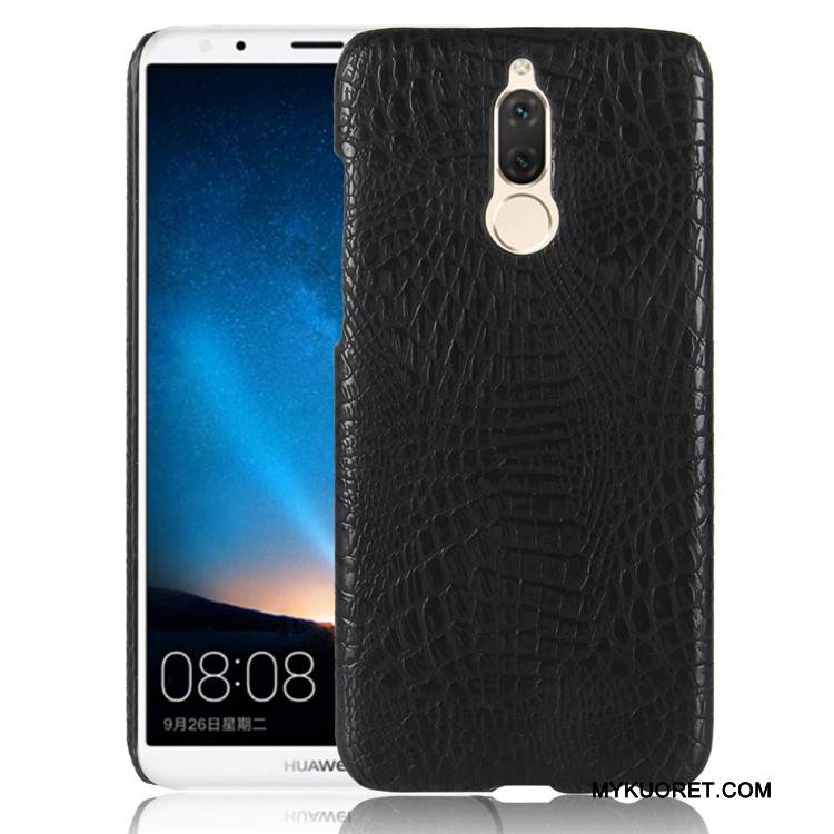 Kuori Huawei Mate 10 Lite Nahka Oranssi Kukkakuvio, Kotelo Huawei Mate 10 Lite Vuosikerta Puhelimen Kuoret Kova