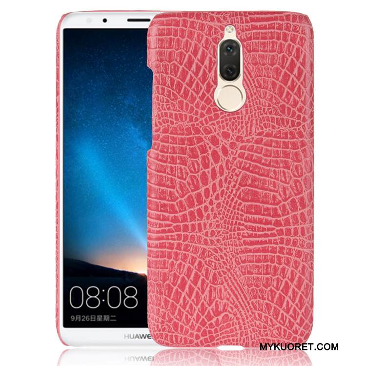 Kuori Huawei Mate 10 Lite Nahka Oranssi Kukkakuvio, Kotelo Huawei Mate 10 Lite Vuosikerta Puhelimen Kuoret Kova