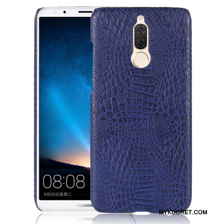 Kuori Huawei Mate 10 Lite Nahka Oranssi Kukkakuvio, Kotelo Huawei Mate 10 Lite Vuosikerta Puhelimen Kuoret Kova