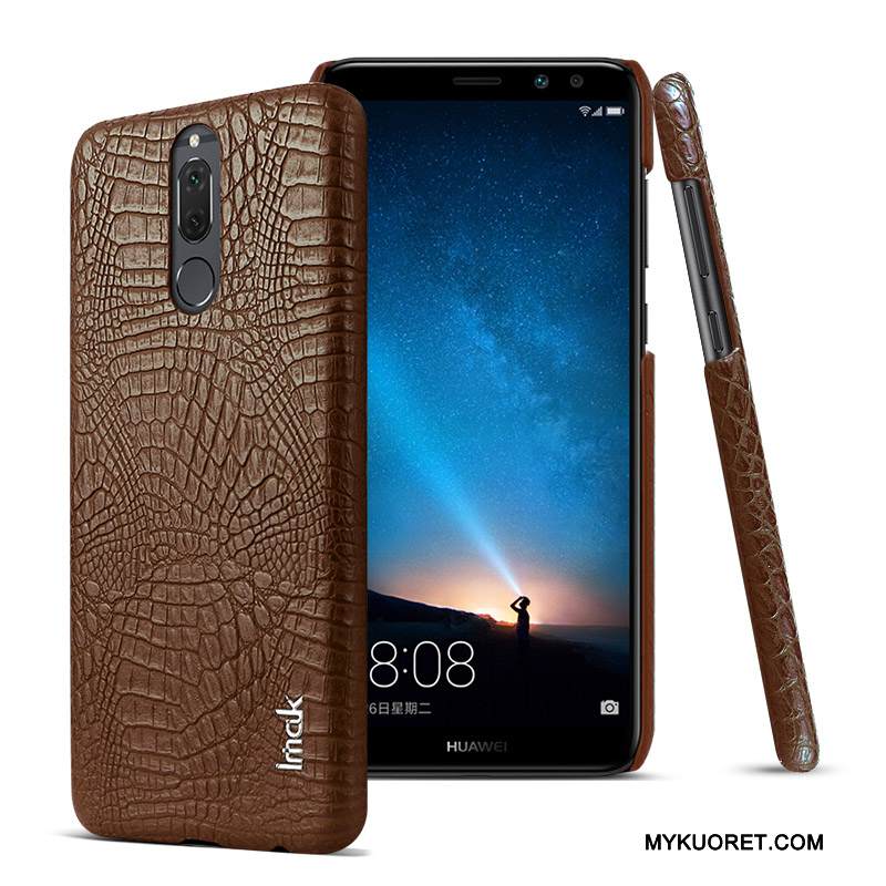Kuori Huawei Mate 10 Lite Nahka Punainen Puhelimen Kuoret, Kotelo Huawei Mate 10 Lite Suojaus Kukkakuvio Krokotiili