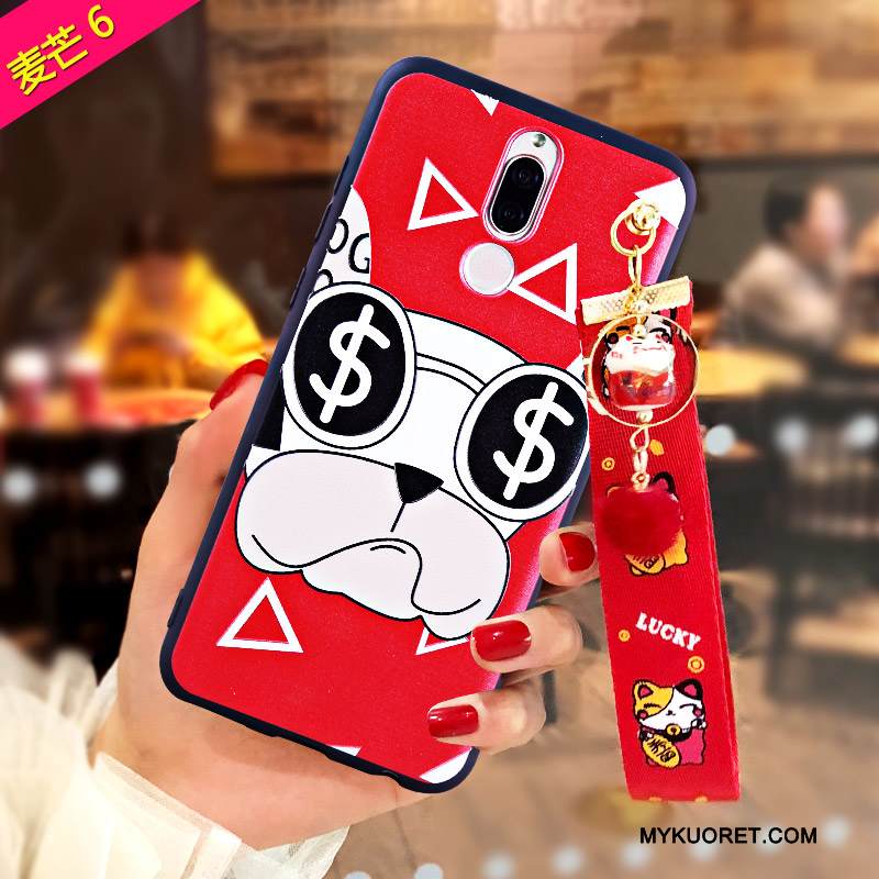 Kuori Huawei Mate 10 Lite Pehmeä Neste Murtumaton Puhelimen Kuoret, Kotelo Huawei Mate 10 Lite Kohokuviointi Rikkaus Punainen