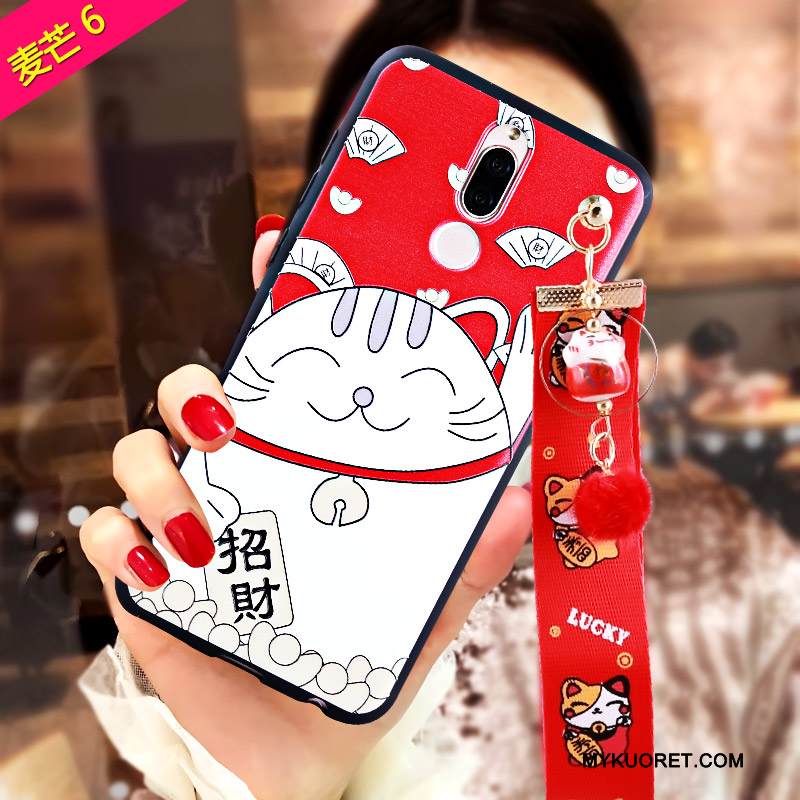 Kuori Huawei Mate 10 Lite Pehmeä Neste Murtumaton Puhelimen Kuoret, Kotelo Huawei Mate 10 Lite Kohokuviointi Rikkaus Punainen