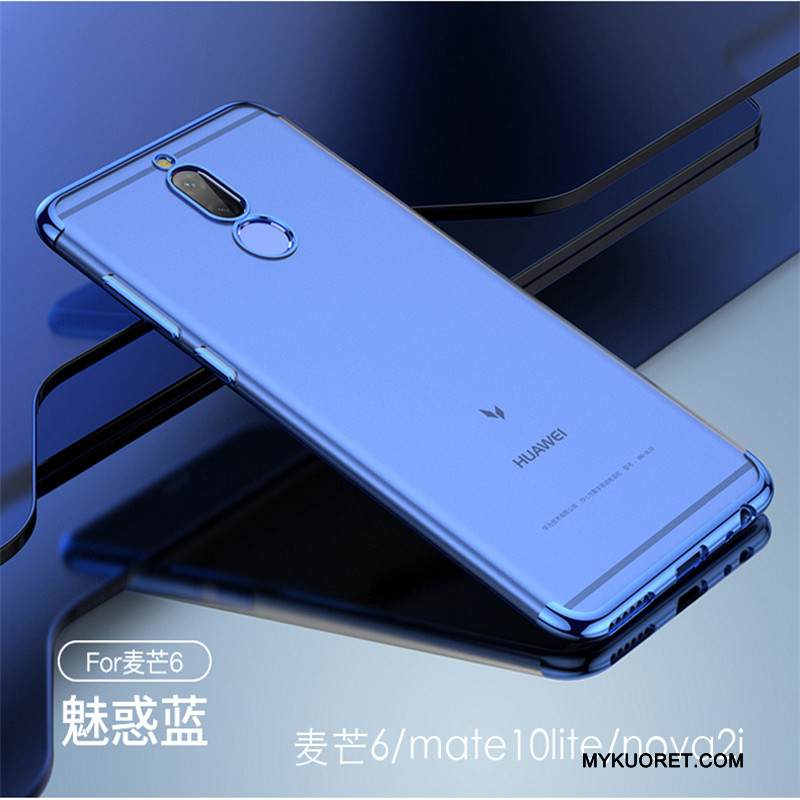Kuori Huawei Mate 10 Lite Silikoni Läpinäkyvä Sininen, Kotelo Huawei Mate 10 Lite Laukut Murtumaton Puhelimen Kuoret