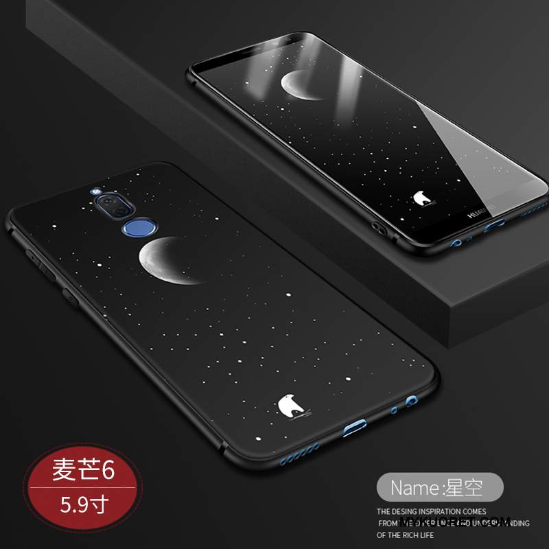 Kuori Huawei Mate 10 Lite Silikoni Pesty Suede Puhelimen Kuoret, Kotelo Huawei Mate 10 Lite Suojaus Tide-brändi Musta