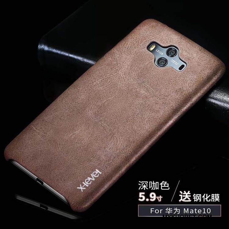 Kuori Huawei Mate 10 Nahka Murtumaton Musta, Kotelo Huawei Mate 10 Suojaus Puhelimen Kuoret Liiketoiminta