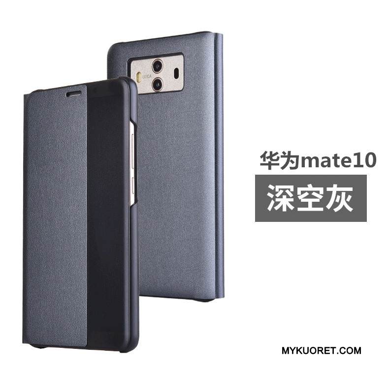 Kuori Huawei Mate 10 Nahka Musta Puhelimen Kuoret, Kotelo Huawei Mate 10 Suojaus