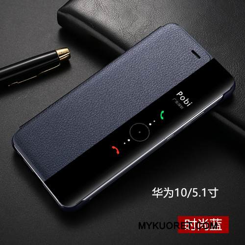 Kuori Huawei Mate 10 Nahka Puhelimen Kuoret Murtumaton, Kotelo Huawei Mate 10 Suojaus Musta