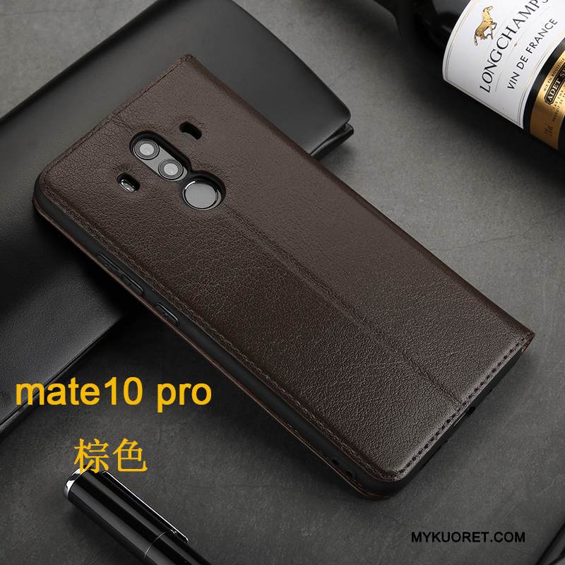Kuori Huawei Mate 10 Pro Laukut Musta Murtumaton, Kotelo Huawei Mate 10 Pro Nahka Puhelimen Kuoret Liiketoiminta