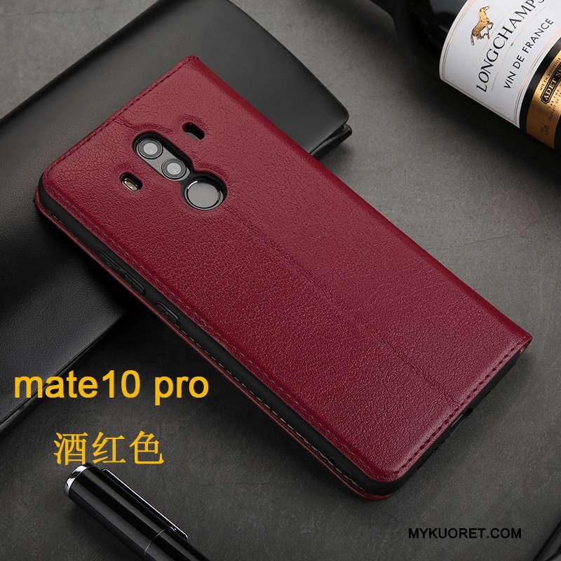 Kuori Huawei Mate 10 Pro Laukut Musta Murtumaton, Kotelo Huawei Mate 10 Pro Nahka Puhelimen Kuoret Liiketoiminta